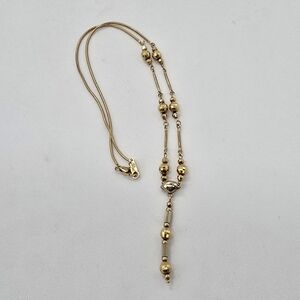 18K Yellow and White Gold Beaded Necklace